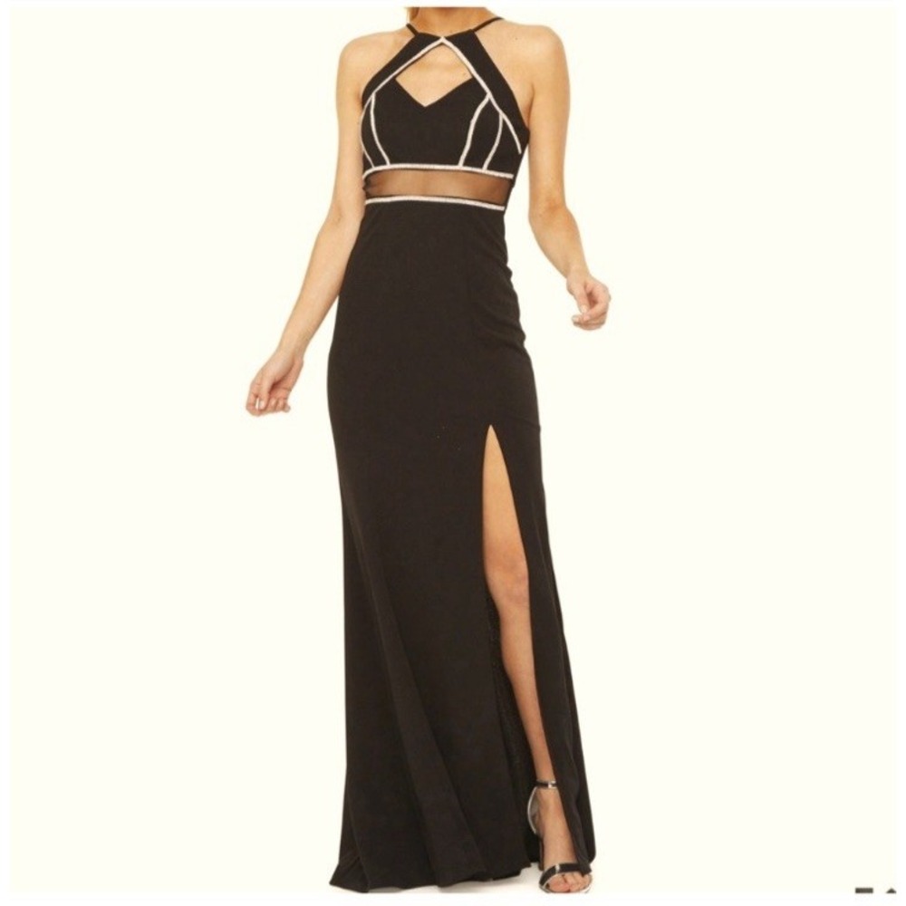 Social Code Black Formal Long Dress Size 9 Prom Wedding Event Black Rhinestones
